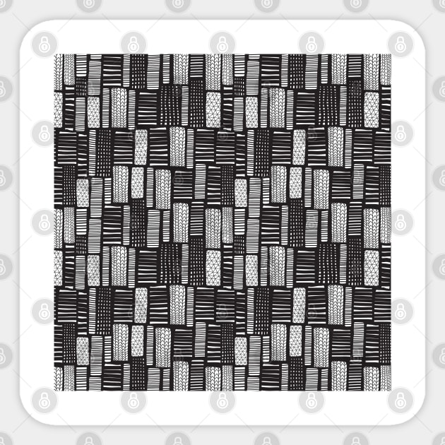 Abstract Doodle Blocks Black and White Sticker by Sandra Hutter Designs